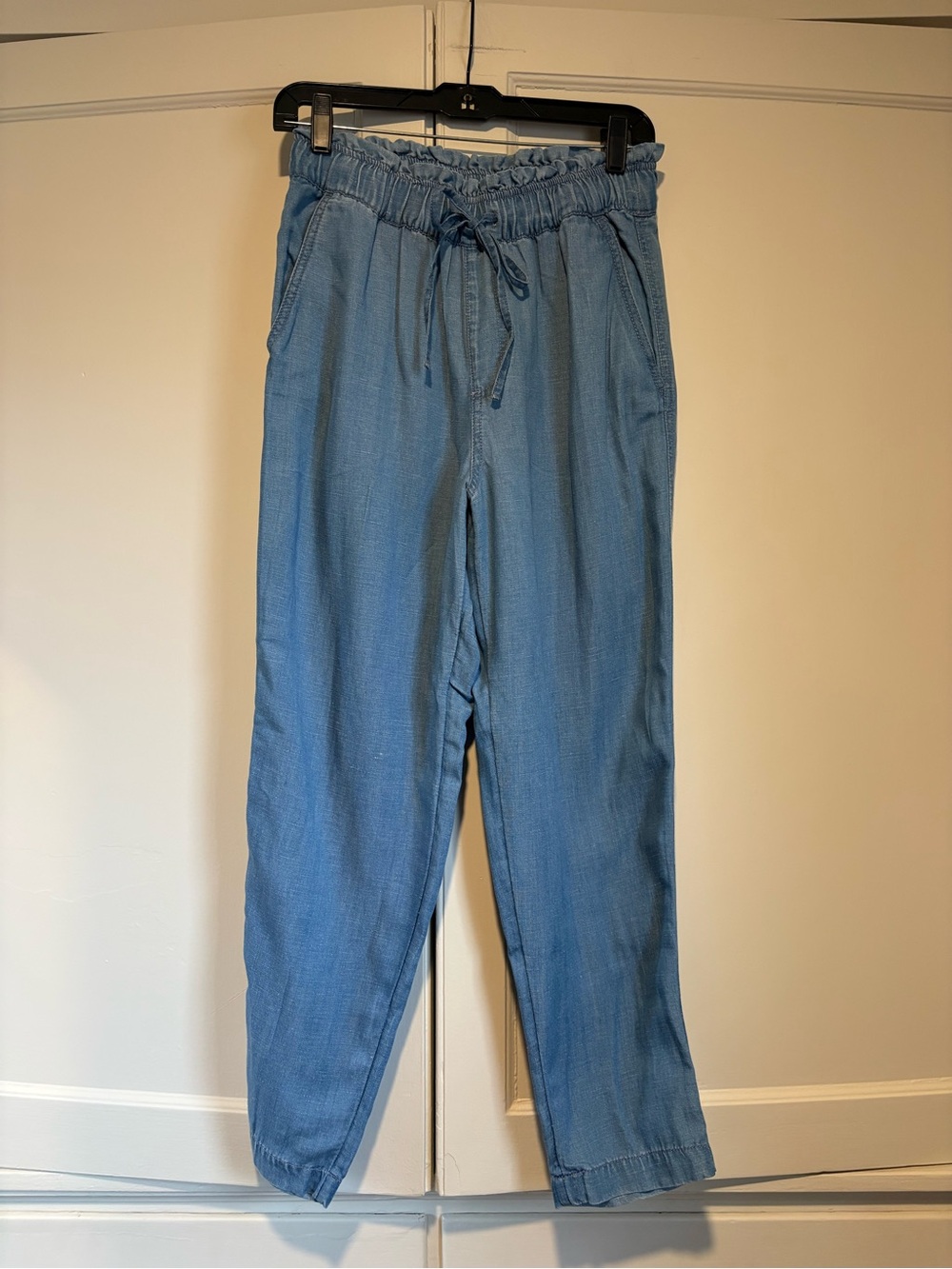 Loft Linen Blend Chambray Paper Bag Pants